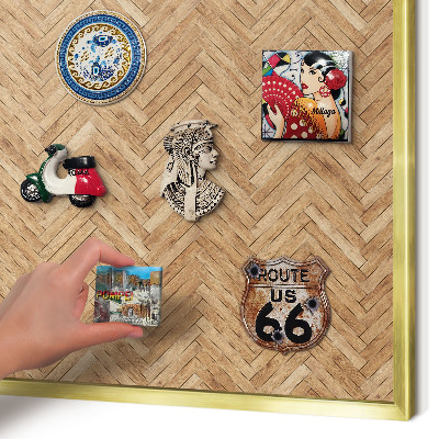 Magnetisch bord voor reismagneten met gouden lijst Visgraatpatroon