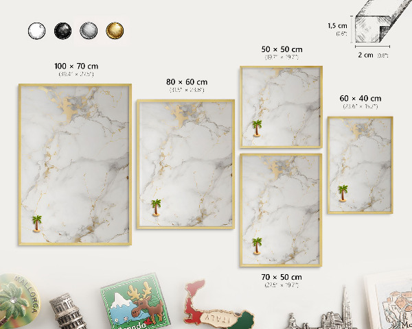Metalen magneetbord met lijst in het goud Verfijnde elegantie