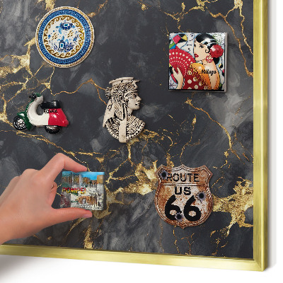 Magnetisch bord voor reismagneten met gouden lijst Fijne aderen