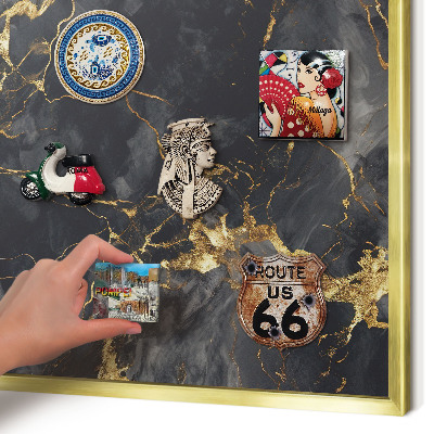 Magnetisch bord voor reismagneten met gouden lijst Fijne aderen