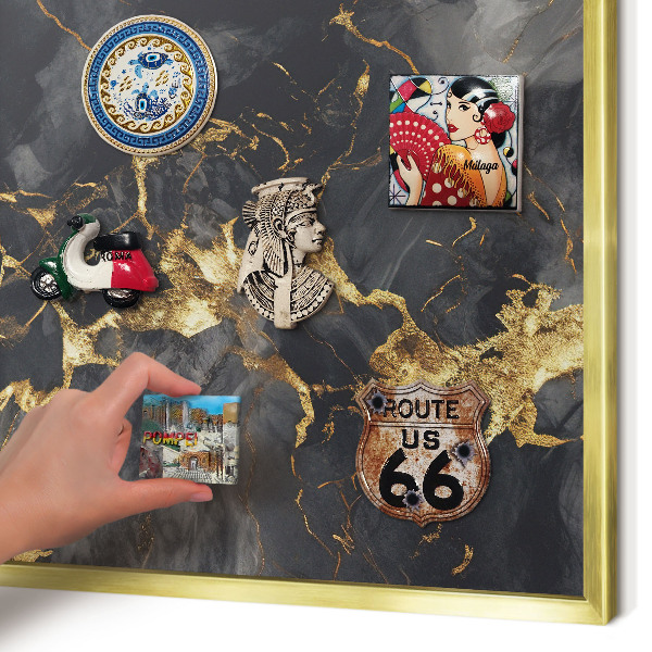 Magnetisch bord voor reismagneten met gouden lijst Fijne aderen