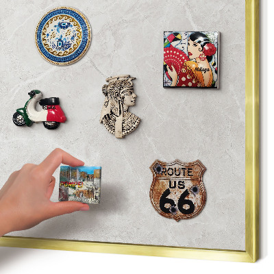 Metalen magneetbord met lijst in het goud Grijs marmer