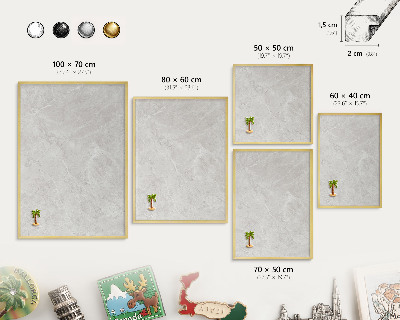 Metalen magneetbord met lijst in het goud Grijs marmer