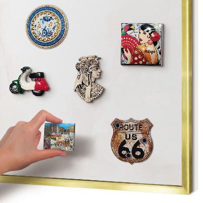 Magnetisch bord voor reismagneten met gouden lijst Marmeren elegantie