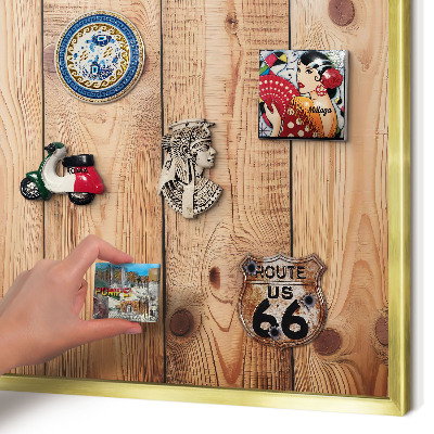 Metalen magneetbord met lijst in het goud Houten planken