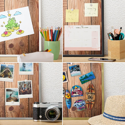 Metalen magneetbord met lijst in het goud Houten planken