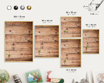 Metalen magneetbord met lijst in het goud Houten planken