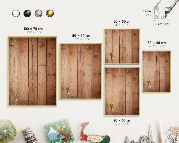 Magnetisch bord voor reismagneten met gouden lijst Houten planken