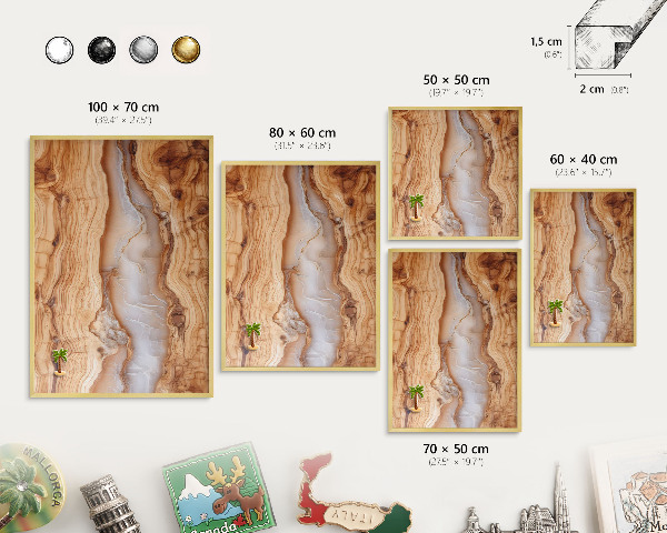 Metalen magneetbord met lijst in het goud Houten elegantie