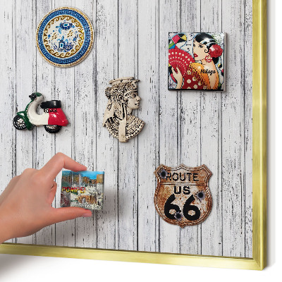 Magnetisch bord voor reismagneten met gouden lijst Licht hout