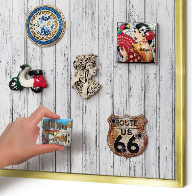 Magnetisch bord voor reismagneten met gouden lijst Licht hout