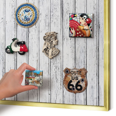 Magnetisch bord voor reismagneten met gouden lijst Licht hout