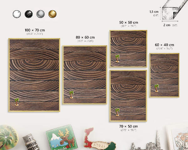 Metalen magneetbord met lijst in het goud Houtstructuur