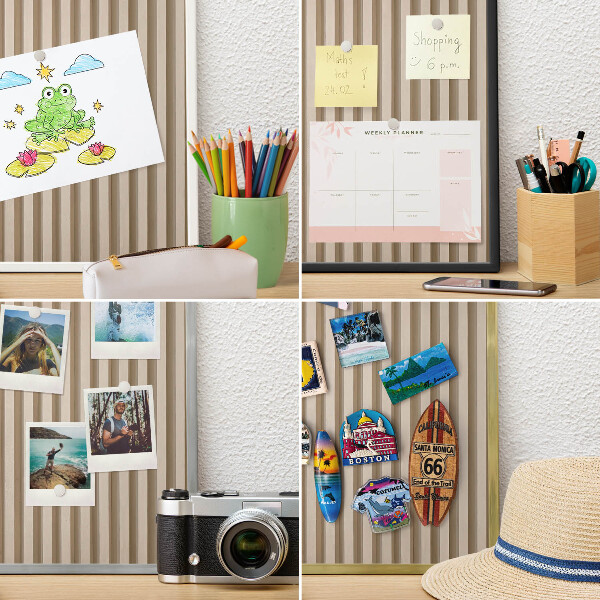 Metalen magneetbord met lijst in het goud Houten latten