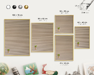 Metalen magneetbord met lijst in het goud Houten latten