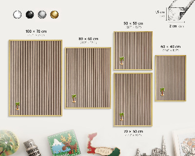 Magnetisch bord voor reismagneten met gouden lijst Rustige structuur