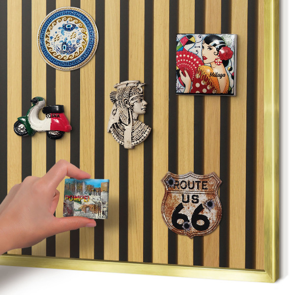 Magnetisch bord voor reismagneten met gouden lijst Houten ritmes