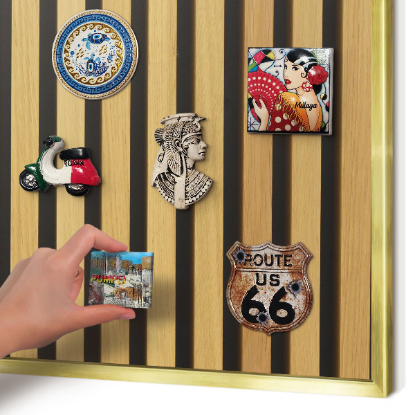 Magnetisch bord voor reismagneten met gouden lijst Houten ritmes