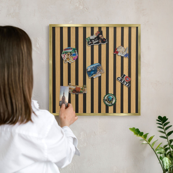 Magnetisch bord voor reismagneten met gouden lijst Houten ritmes