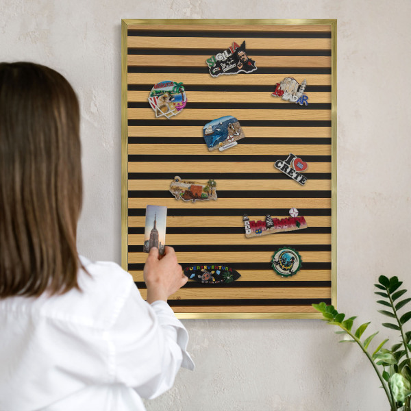 Magnetisch bord voor reismagneten met gouden lijst Houten ritmes