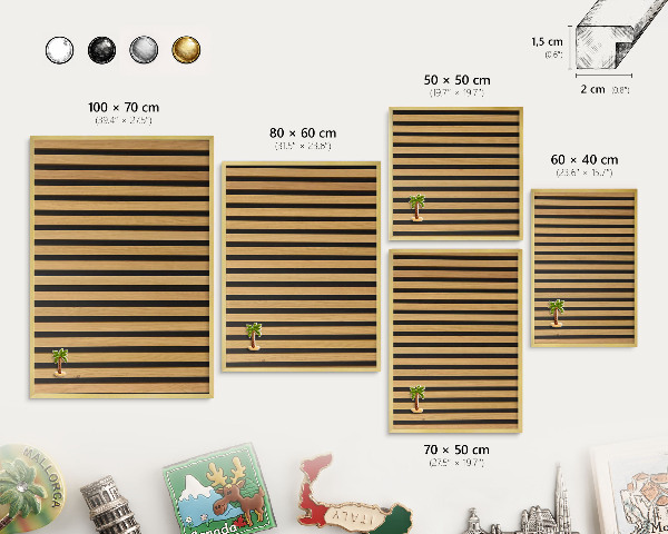 Magnetisch bord voor reismagneten met gouden lijst Houten ritmes