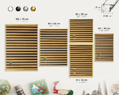 Magnetisch bord voor reismagneten met gouden lijst Houten ritmes