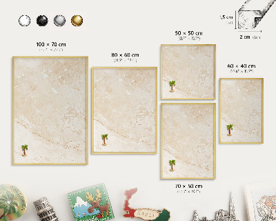Metalen magneetbord met lijst in het goud Delicaat marmer