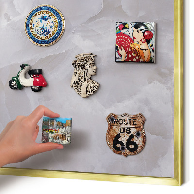 Metalen magneetbord met lijst in het goud Grijze elegantie