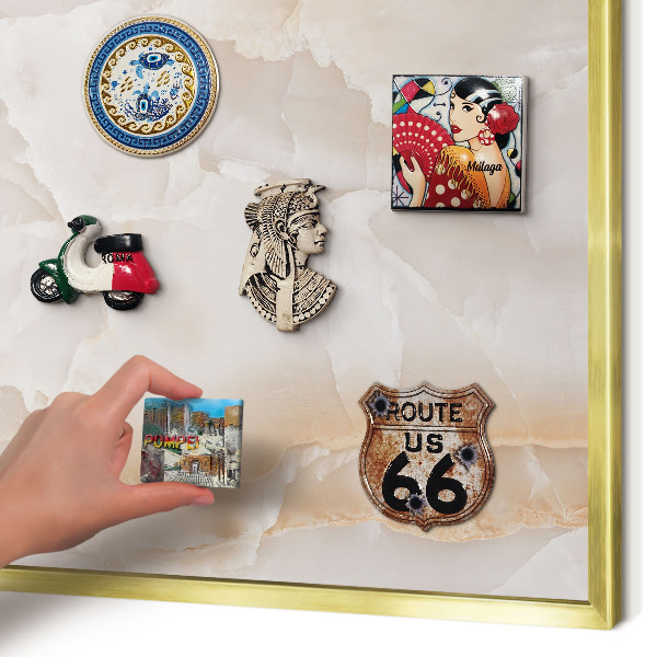 Magnetisch bord voor reismagneten met gouden lijst Subtiele golven