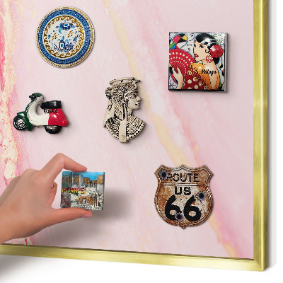 Metalen magneetbord met lijst in het goud Roze elegantie