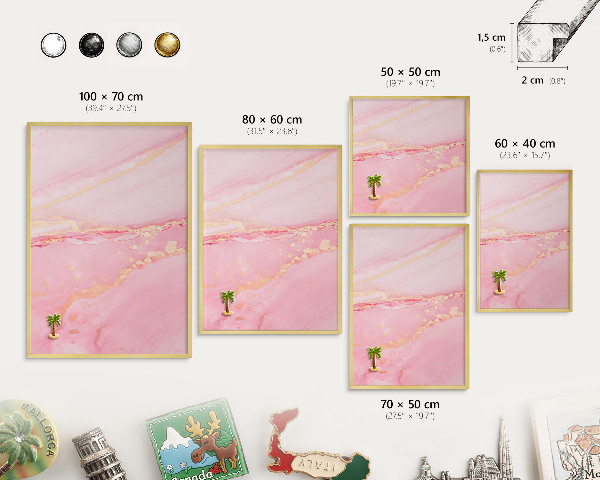 Metalen magneetbord met lijst in het goud Roze elegantie