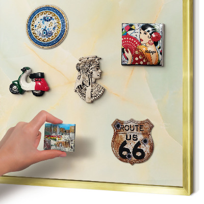 Magnetisch bord voor reismagneten met gouden lijst Marmeren elegantie