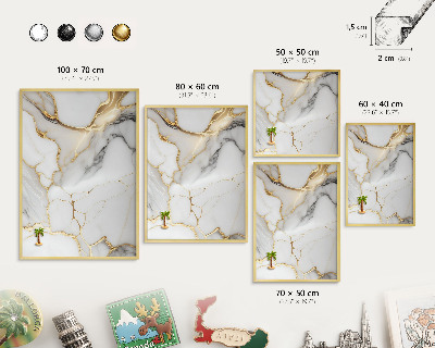 Metalen magneetbord met lijst in het goud Abstract marmer