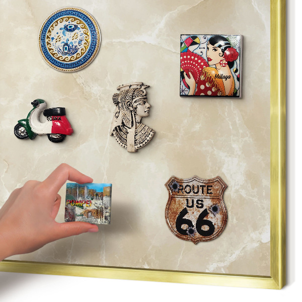 Magnetisch bord voor reismagneten met gouden lijst Marmerpatroon