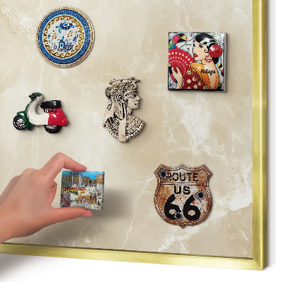 Magnetisch bord voor reismagneten met gouden lijst Marmerpatroon