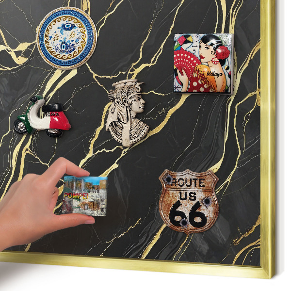 Metalen magneetbord met lijst in het goud Luxueuze golven