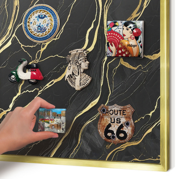 Metalen magneetbord met lijst in het goud Luxueuze golven