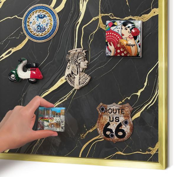 Metalen magneetbord met lijst in het goud Luxueuze golven