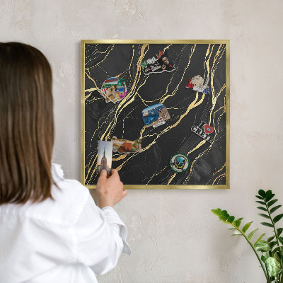 Metalen magneetbord met lijst in het goud Luxueuze golven