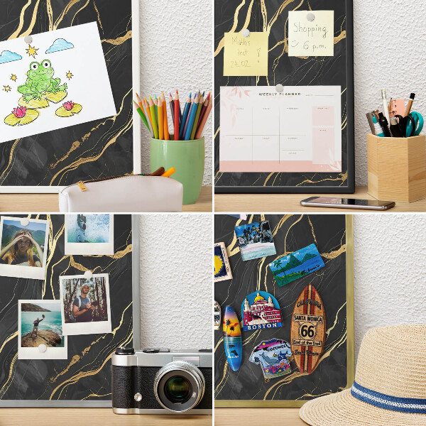 Metalen magneetbord met lijst in het goud Luxueuze golven