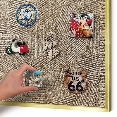 Metalen magneetbord met lijst in het goud Geometrisch patroon
