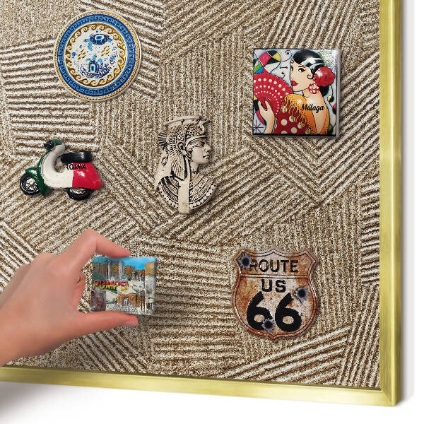 Metalen magneetbord met lijst in het goud Geometrisch patroon