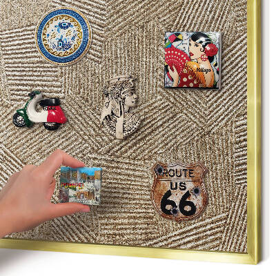 Metalen magneetbord met lijst in het goud Geometrisch patroon