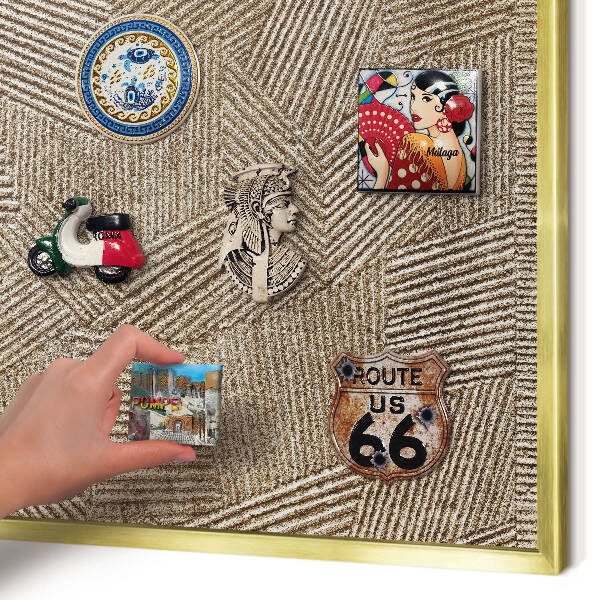 Metalen magneetbord met lijst in het goud Geometrisch patroon