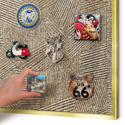 Metalen magneetbord met lijst in het goud Geometrisch patroon