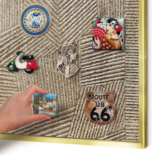 Metalen magneetbord met lijst in het goud Geometrisch patroon