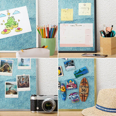 Metalen magneetbord met lijst in het goud Blauwe golven