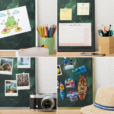 Metalen magneetbord met lijst in het goud Groene diepte