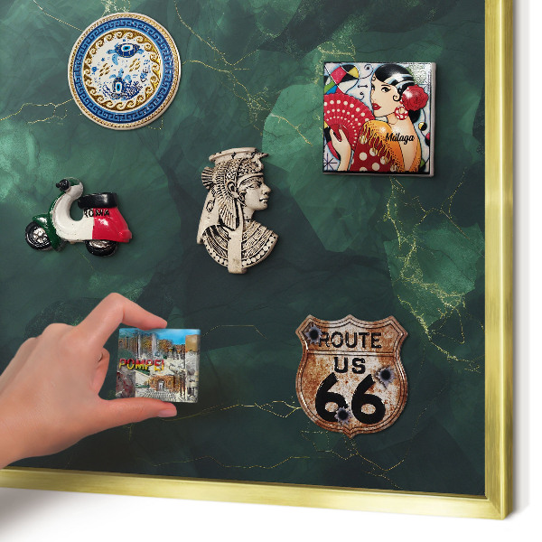 Metalen magneetbord met lijst in het goud Groene diepte