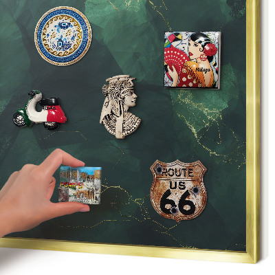 Metalen magneetbord met lijst in het goud Groene diepte